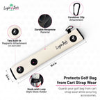 White/Teal Magnetic Golf Cart Strap Sleeve | Neoprene Rubber | Dual Accessory Magnets | Glove Holder with Velcro | Carabiner Bag Attachment | 18.5 x 3.5 in