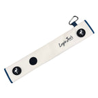 White/Teal Magnetic Golf Cart Strap Sleeve | Neoprene Rubber | Dual Accessory Magnets | Glove Holder with Velcro | Carabiner Bag Attachment | 18.5 x 3.5 in