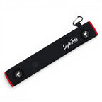 Black/Red Magnetic Golf Cart Strap Sleeve | Neoprene Rubber | Dual Accessory Magnets | Glove Holder with Velcro | Carabiner Bag Attachment | 18.5 x 3.5 in